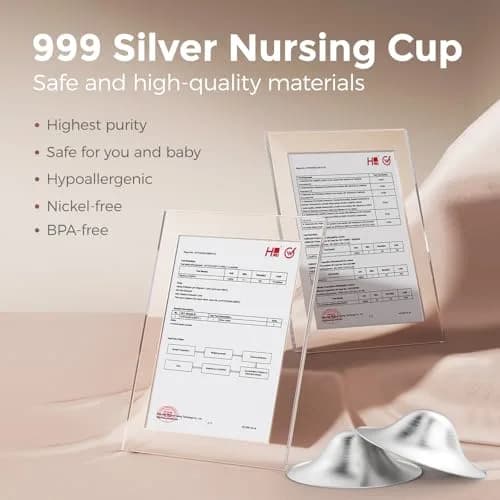 Momcozy 999 Sterling Silver Nipple Shields XXL Size | Made from 999 Sterling Silver for Breastfeeding Comfort thumbnail 3