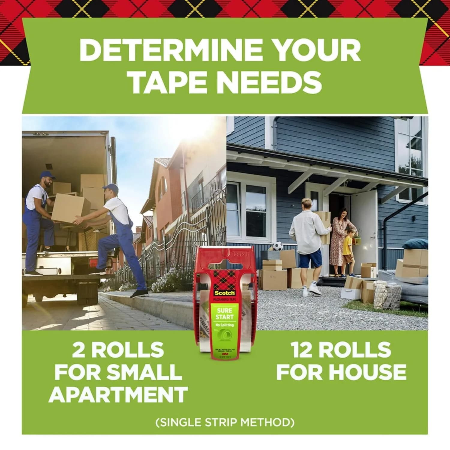 Scotch Sure Start Packing Tape with Dispensers, Clear, 4.8cm (1.88 inch) x 22.2 Yard, 2 Rolls | Quiet Unwind & Easy Start - view 5