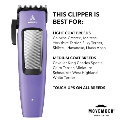 Andis Easy Clip Cordless II Dog Clipper 10-Pc Kit Purple | Lightweight Cordless Grooming thumbnail 2