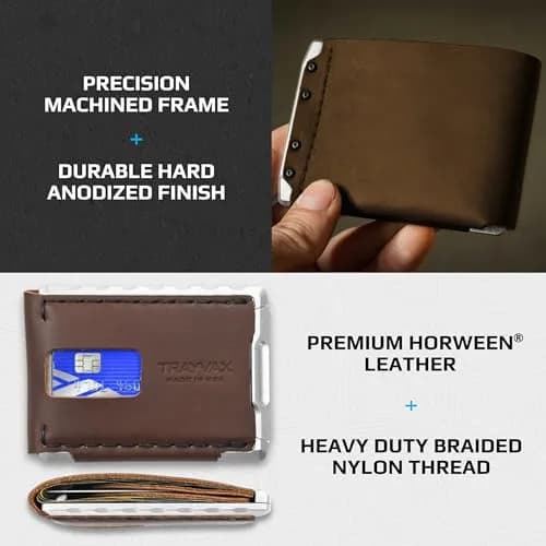 Trayvax Venture Billfold Wallet | Slim Leather Metal Front Pocket Money & Credit Card Holder for Men & Women thumbnail 4