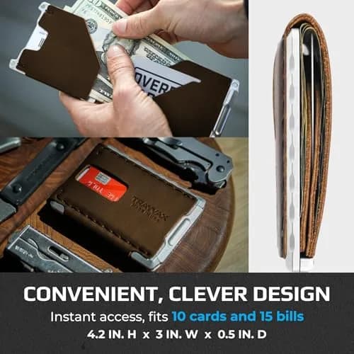 Trayvax Venture Billfold Wallet | Slim Leather Metal Front Pocket Money & Credit Card Holder for Men & Women thumbnail 5