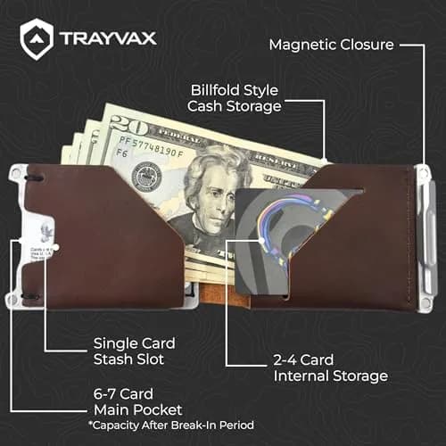 Trayvax Venture Billfold Wallet | Slim Leather Metal Front Pocket Money & Credit Card Holder for Men & Women thumbnail 6