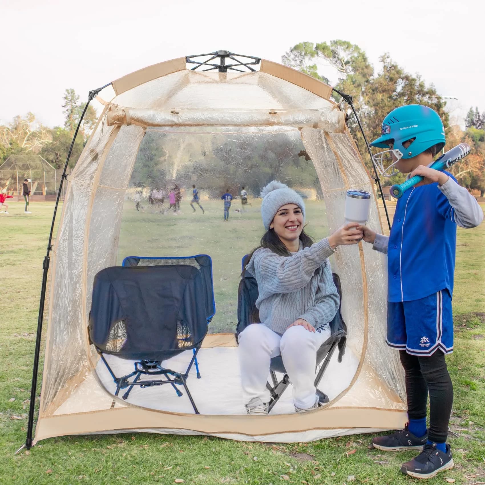 Weather Proof Pod All Weather Proof Sports Tent 63"l×63"w×62"h Clear | Instant Shelter with Sealed Floor