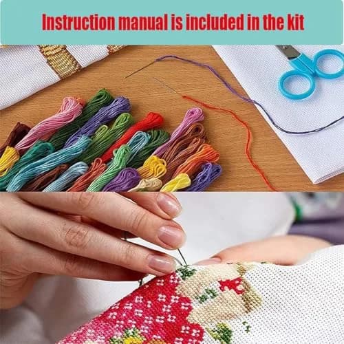 MjhRcll Flowers Cross Stitch Kit 30cm x 40cm | Beginner-Friendly Embroidery for Home Decor thumbnail 6