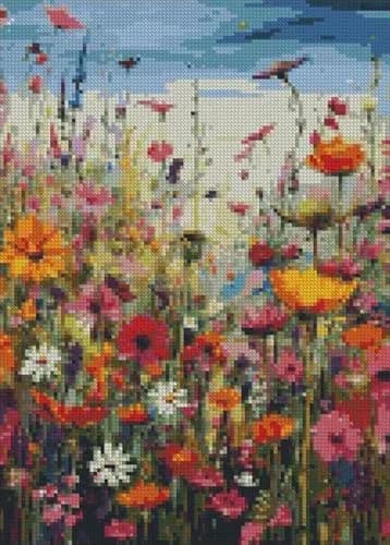MjhRcll Flowers Cross Stitch Kit 30cm x 40cm | Beginner-Friendly Embroidery for Home Decor thumbnail 2