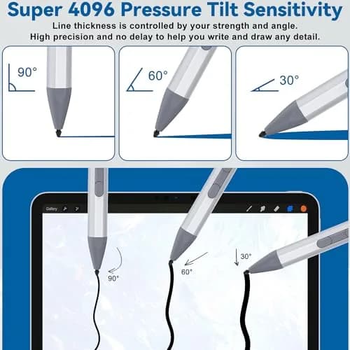 Arsandyn Surface Stylus Pen for Pro/Go Devices, Compatible with Windows 11/10/8/7/6/5/4/3, 4096 Pressure Sensitivity | Aluminum thumbnail 3