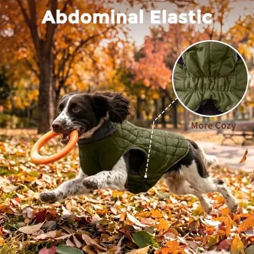 JoyDaog Fleece Dog Jacket with Harness for Large Dogs, Green 3XL | Waterproof & Windproof Winter Coat thumbnail 7
