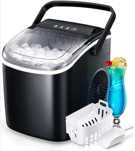 Electactic Black Portable Countertop Ice Maker Machine | 26 lbs/24 Hrs, 120V Compatible thumbnail 1