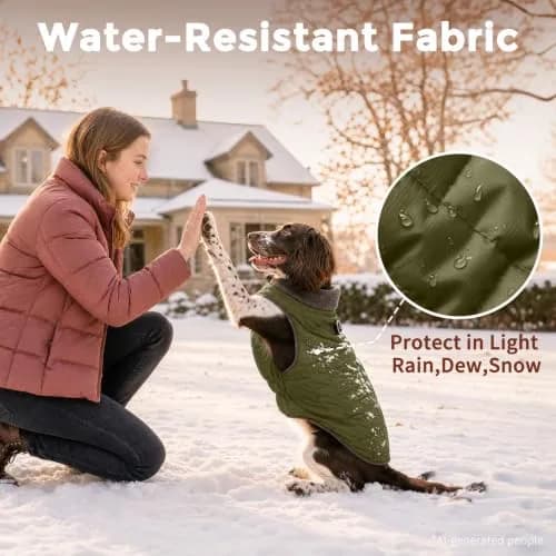 JoyDaog Fleece Dog Jacket with Harness for Small Dogs & Puppies, Green S | Warm, Waterproof, Windproof thumbnail 5