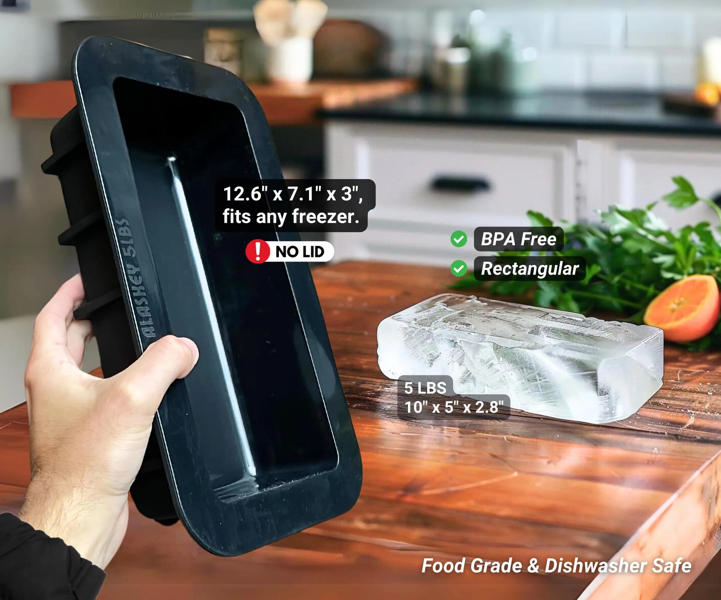 Alaskey 5 lbs Single Ice Block Mold | Giant Reusable Ice Brick for Coolers & Ice Baths - view 3