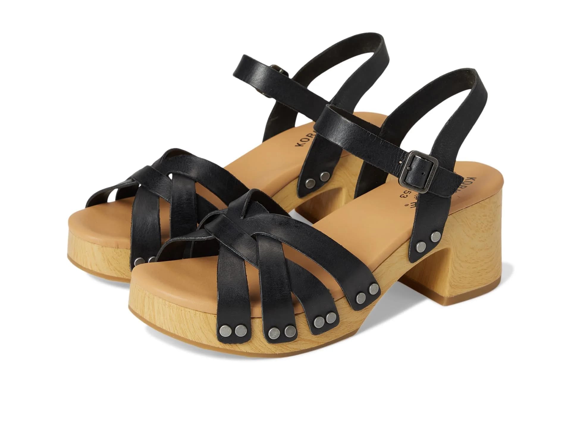 KORK-EASE Ester Black Women's Sandal 8 M | Retro Style with Comfort & Water-Resistant Platform