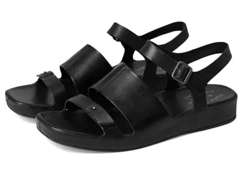 KORK-EASE Women's Mona Brown 10 M | Casual Flat Sandal with Leather Upper & Cushioned Footbed — Black / 11