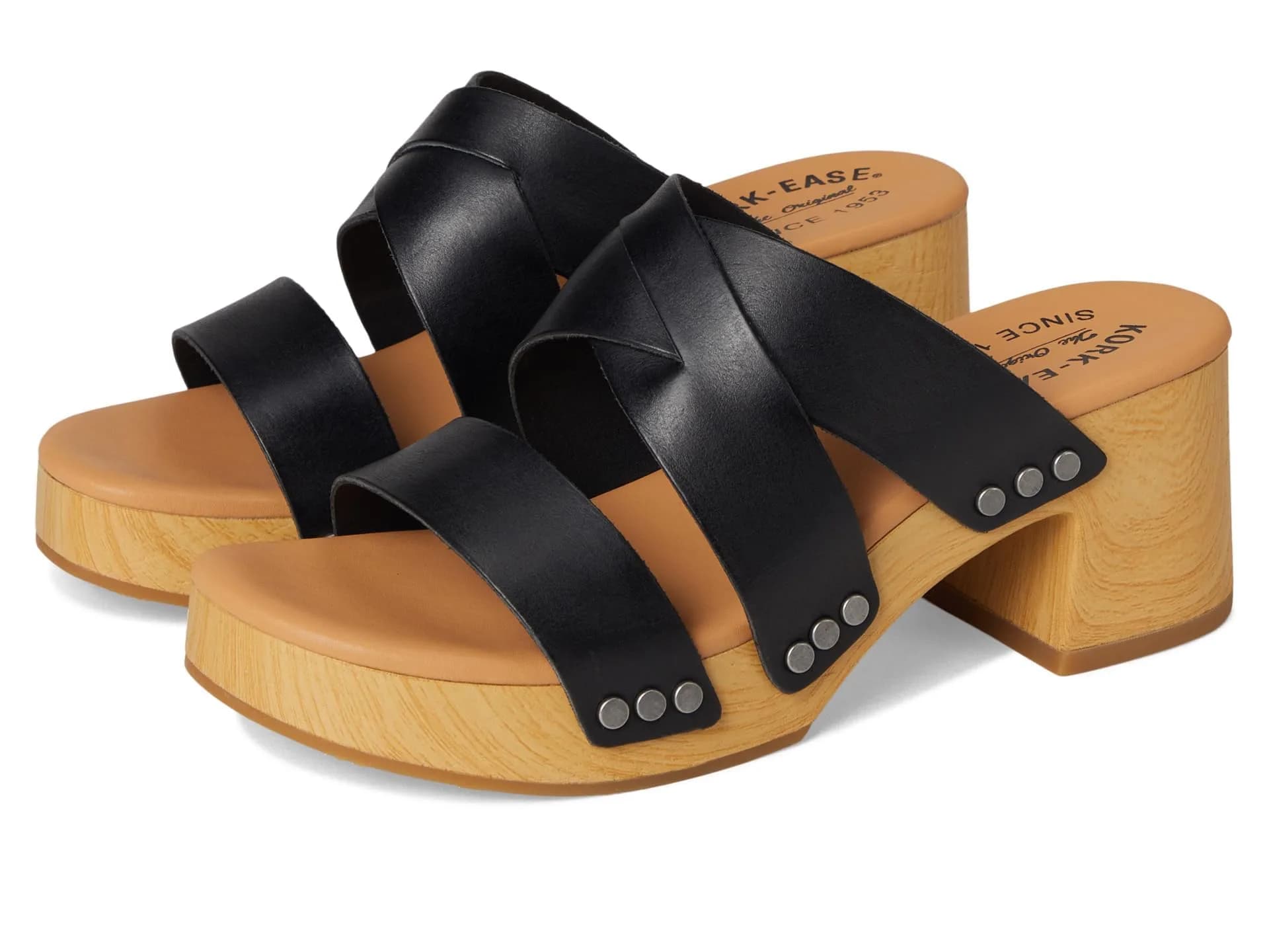 KORK-EASE Emersen Women's Black Sandal 7 M | Stylish Casual Slip-On with Platform Heel