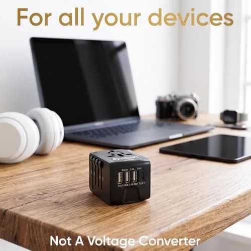 Unidapt Power Converter | Universal Travel Adapter with 3 USB-A & Type-C, 160+ Countries, Black thumbnail 7