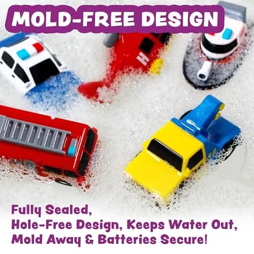 Tub Works Emergency Cars Light Up Bath Toys 6 Pack | Water-Activated Flashing Lights for Toddlers thumbnail 5