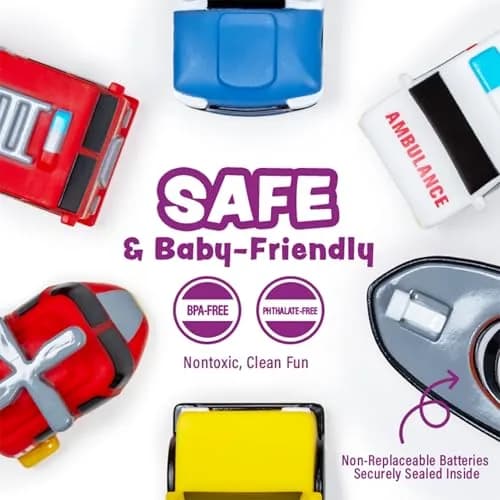 Tub Works Emergency Cars Light Up Bath Toys 6 Pack | Water-Activated Flashing Lights for Toddlers thumbnail 6