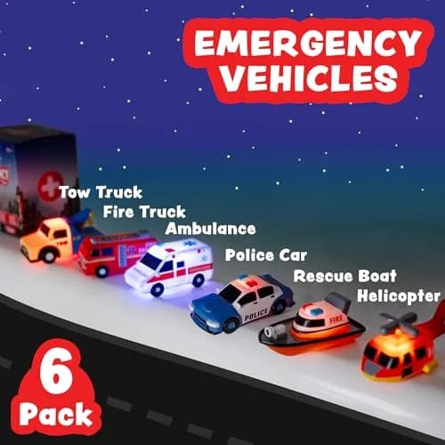 Tub Works Emergency Cars Light Up Bath Toys 6 Pack | Water-Activated Flashing Lights for Toddlers thumbnail 2