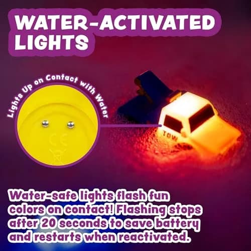 Tub Works Emergency Cars Light Up Bath Toys 6 Pack | Water-Activated Flashing Lights for Toddlers thumbnail 3