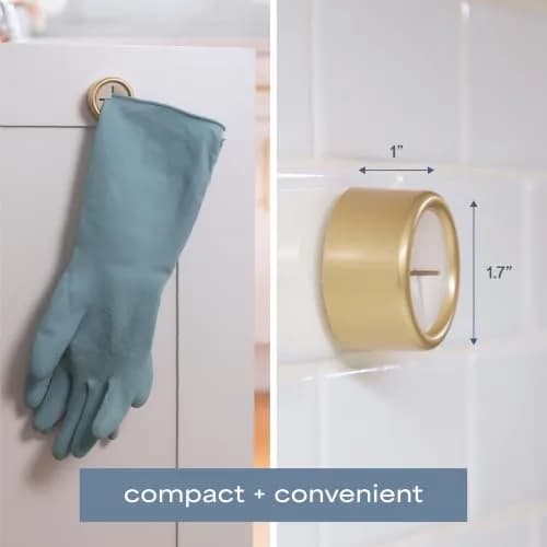 S&T INC. Adhesive Push Towel Hooks, 4 Pack, Brushed Gold | Modern Wall Mount for Kitchen & Bathroom thumbnail 6