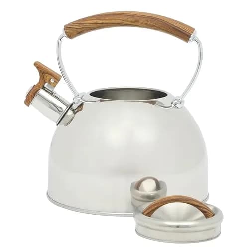 Mr. Coffee Fremont 2-Quart Stainless Steel Whistling Tea Kettle with Wood Handle | Durable Stove-Top Water Boiling thumbnail 4