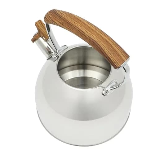 Mr. Coffee Fremont 2-Quart Stainless Steel Whistling Tea Kettle with Wood Handle | Durable Stove-Top Water Boiling thumbnail 5