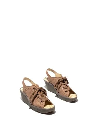 FLY London Women's Yuta617Fly Taupe/Khaki 8-8.5 Medium | Signature Wedge Sandal with Leather & Memory Foam thumbnail 2