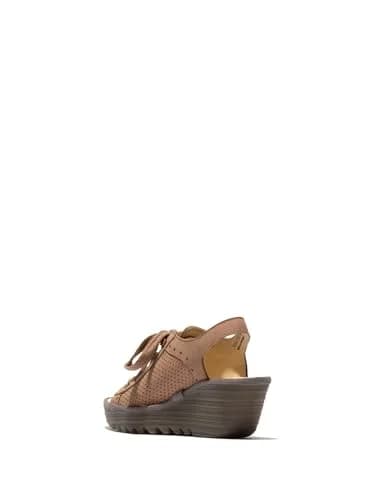 FLY London Women's Yuta617Fly Taupe/Khaki 8-8.5 Medium | Signature Wedge Sandal with Leather & Memory Foam thumbnail 3