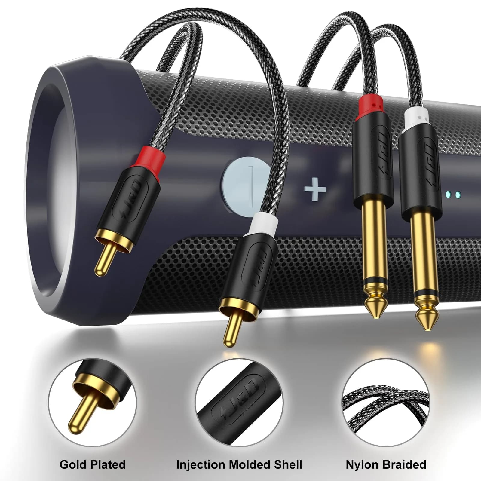 J&D RCA to 1/4" Stereo Audio Interconnect Cable, 6.1m (20 Feet) | Premium Dual Shielding for Clear Sound - view 2