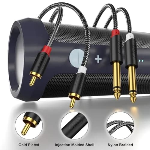 J&D RCA to 1/4" Stereo Audio Interconnect Cable, 6.1m (20 Feet) | Premium Dual Shielding for Clear Sound thumbnail 2