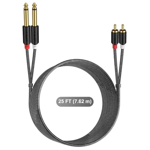J&D RCA to 1/4" Stereo Audio Interconnect Cable 7.62m (25 Feet) | Dual Shielding, Gold-Plated Connectors thumbnail 7