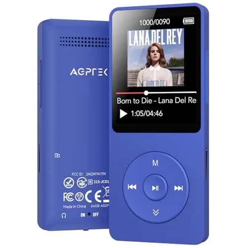 AGPTEK A02 MP3 Player 32GB (1.8 inch Screen, Bluetooth 5.3) | Portable Music Player with Speaker & FM Radio thumbnail 1