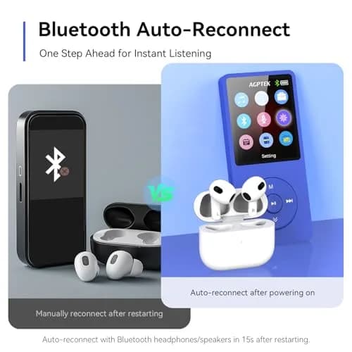 AGPTEK A02 MP3 Player 32GB (1.8 inch Screen, Bluetooth 5.3) | Portable Music Player with Speaker & FM Radio thumbnail 3