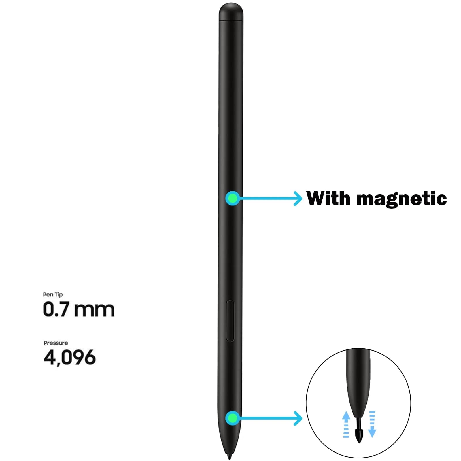 Peixiong Replacement S Pen for Samsung Galaxy Tab S10+/S10 Ultra Stylus Touch S Pen, Black | 4096 Pressure Sensitivity - view 4