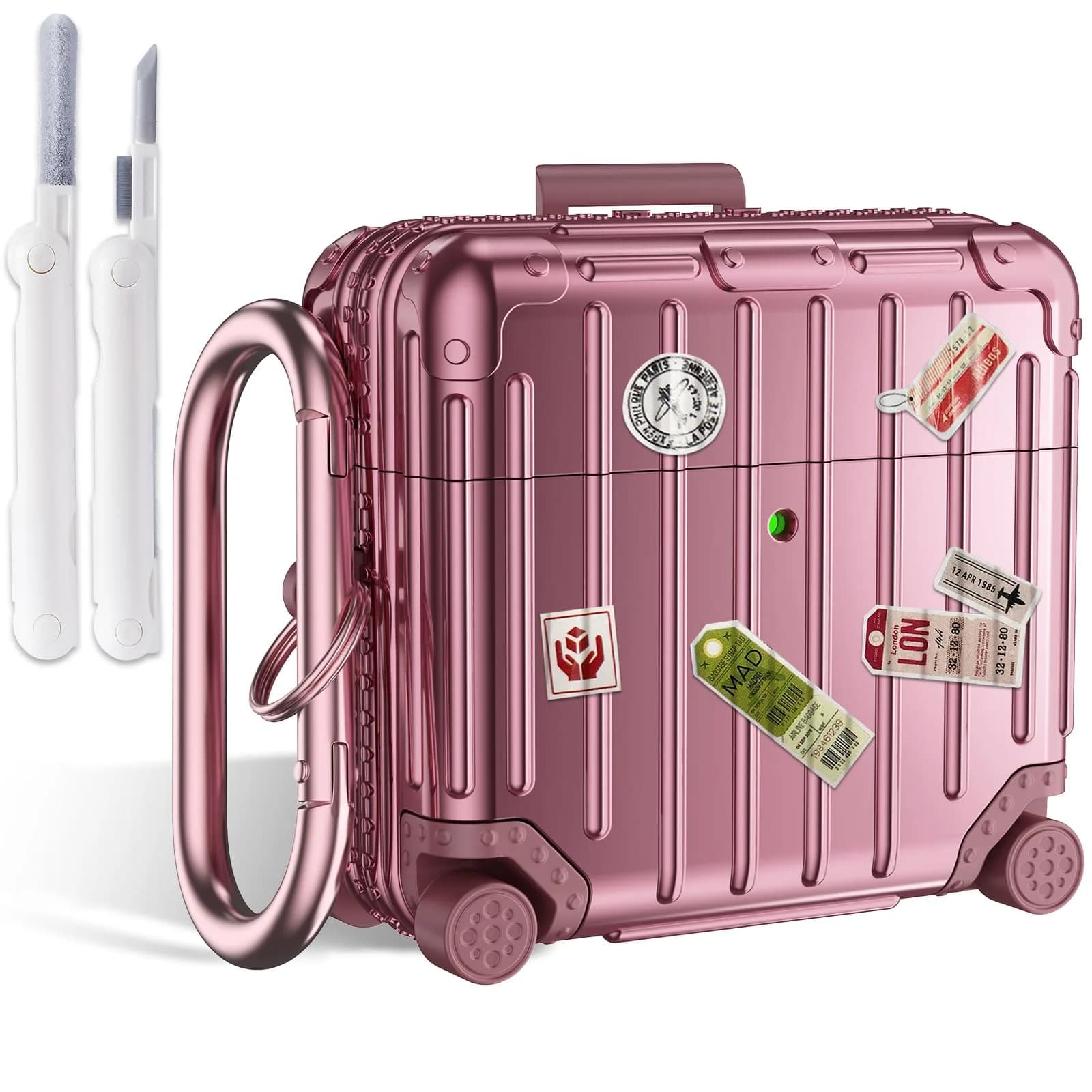 Filoto Suitcase Design Case for AirPods 4/5 Gen (Rose Gold) | Shockproof Protective Hard Case with Keychain & Cleaner Kit