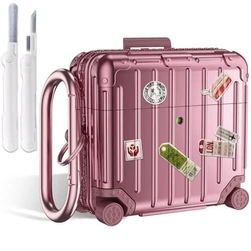 Filoto Suitcase Design Case for AirPods 4/5 Gen (Rose Gold) | Shockproof Protective Hard Case with Keychain & Cleaner Kit thumbnail 1