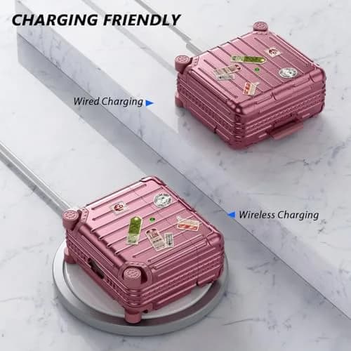 Filoto Suitcase Design Case for AirPods 4/5 Gen (Rose Gold) | Shockproof Protective Hard Case with Keychain & Cleaner Kit thumbnail 4