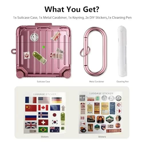 Filoto Suitcase Design Case for AirPods 4/5 Gen (Rose Gold) | Shockproof Protective Hard Case with Keychain & Cleaner Kit thumbnail 6