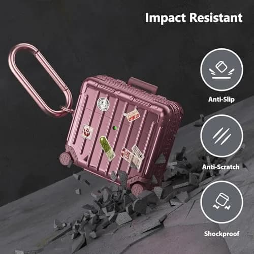 Filoto Suitcase Design Case for AirPods 4/5 Gen (Rose Gold) | Shockproof Protective Hard Case with Keychain & Cleaner Kit thumbnail 3