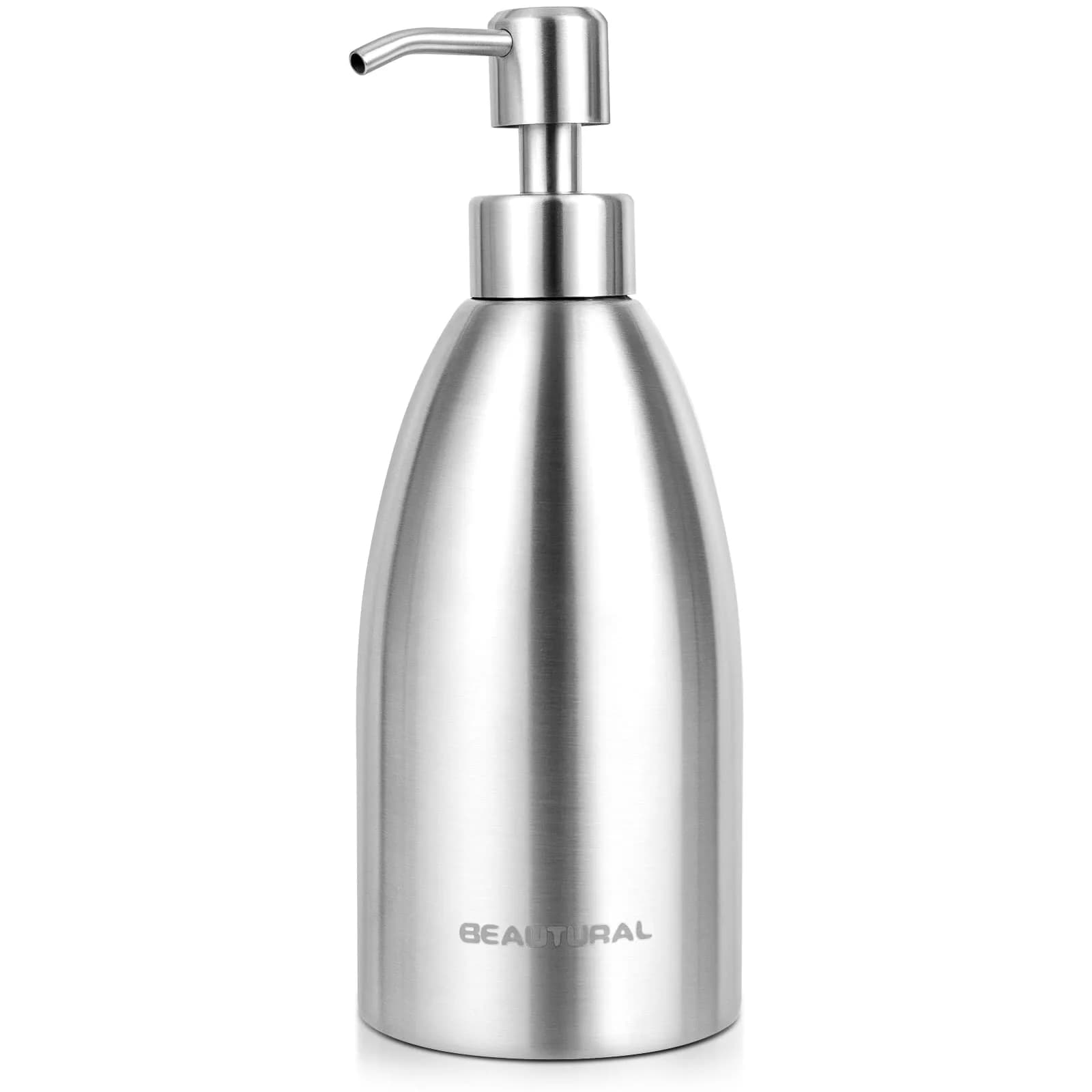 BEAUTURAL Matte Black Stainless Steel Soap Dispenser 447ml (15.2 Oz) | Rust-Proof Refillable Pump Bottle for Kitchen & Bathroom - main product image