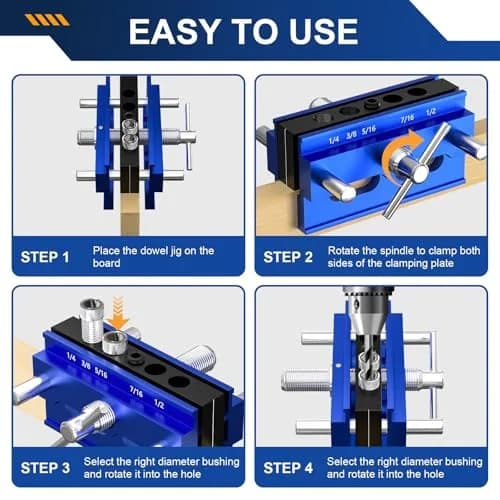 Beaiguna Self Centering Dowel Jig Kit, Adjustable Woodworking Guide, 6PCS Bushings | Precise, Durable & Easy to Use thumbnail 5