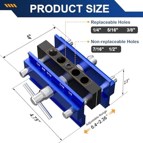 Beaiguna Self Centering Dowel Jig Kit, Adjustable Woodworking Guide, 6PCS Bushings | Precise, Durable & Easy to Use thumbnail 3