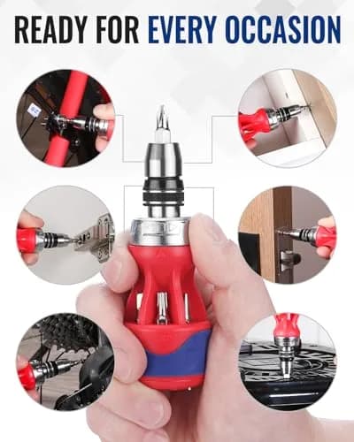 WORKPRO 12-in-1 Stubby Ratcheting Multi-bit Screwdriver | Compact, Magnetic, Premium S2 Steel, EDC thumbnail 6