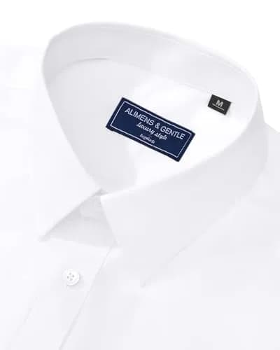 Alimens & Gentle Mens White Dress Shirt Regular Fit Stretch Stain Shield Long Sleeve Solid Business Wedding Button Down Shirts thumbnail 4