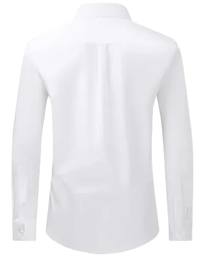 Alimens & Gentle Mens White Dress Shirt Regular Fit Stretch Stain Shield Long Sleeve Solid Business Wedding Button Down Shirts thumbnail 3