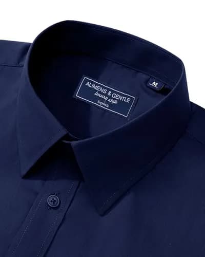 Alimens & Gentle Men's Dress Shirt Stretch Stain Shield Long Sleeve Navy Large | Classic Fit & Waterproof thumbnail 5