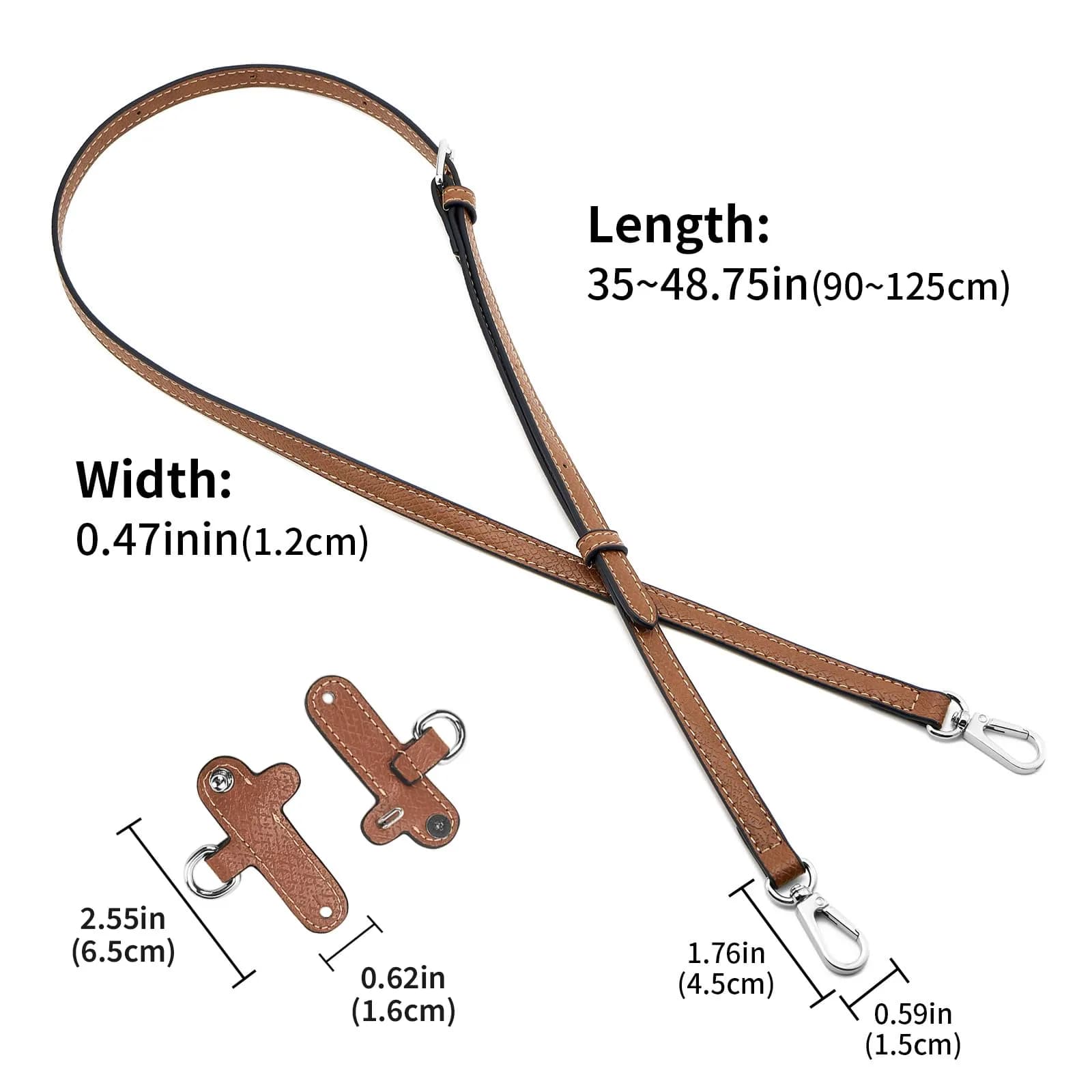 DEVPSISR Leather Strap Suitable for Longchamp Handbag Crossbody Adjustable Shoulder Strap Conversion Kit 125 cm (L) x 1.2 cm (W) | Durable & Adjustable - view 2