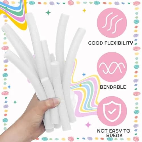 Frienda White Foam Noodles for Crafts, 5/8 Inch x 40 Ft, Flexible Foam Rods for DIY Projects thumbnail 4