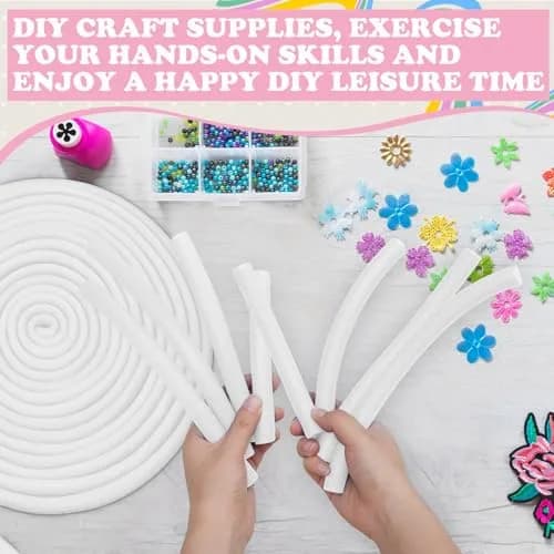 Frienda White Foam Noodles for Crafts, 5/8 Inch x 40 Ft, Flexible Foam Rods for DIY Projects thumbnail 3