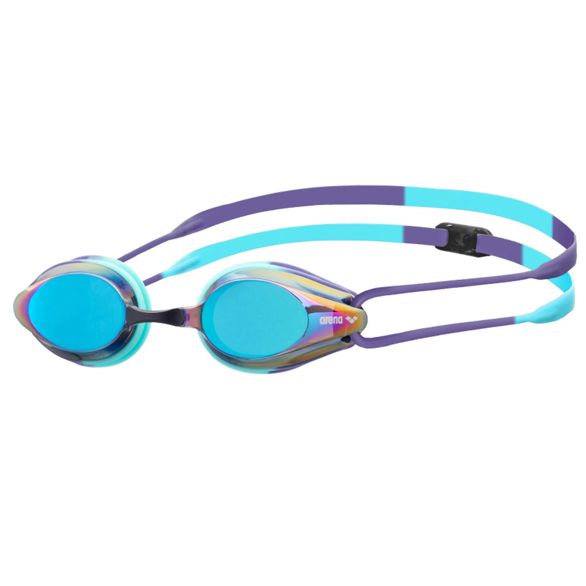 ARENA Tracks Unisex Adult Essential Racing Swim Goggles with FINA-Approved Anti-Fog Mirror Lens | Turquoise/Future Dusk/Water - main product image