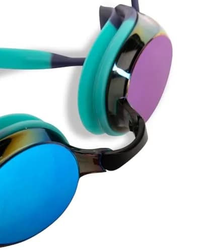ARENA Tracks Unisex Adult Essential Racing Swim Goggles with FINA-Approved Anti-Fog Mirror Lens | Turquoise/Future Dusk/Water thumbnail 3